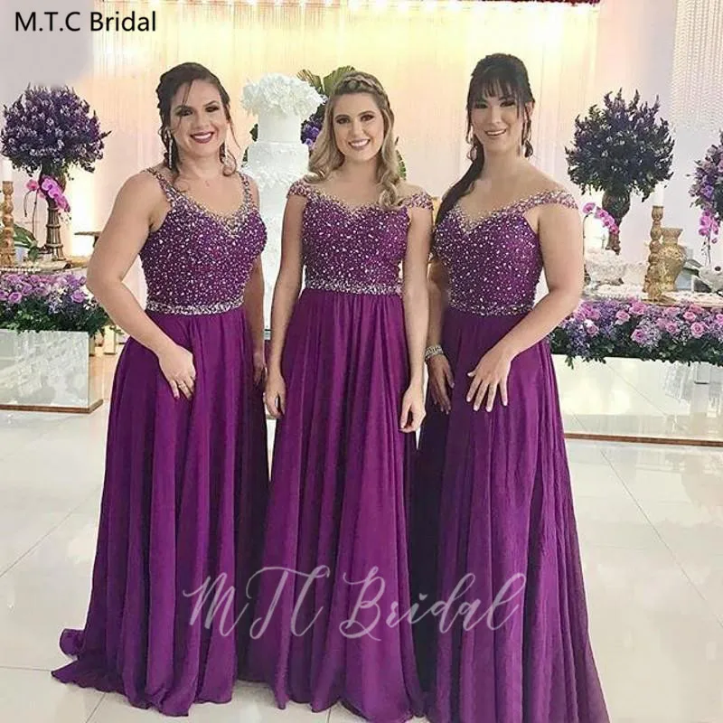 Glitter Beading Crystals Purple Bridesmaid Dresses Backless A Line Sexy Graduation Dress Plus Size Long Prom Gowns For Wedding
Glitter Beading Crystals Purple Bridesmaid Dresses Backless A Line Sexy Graduation Dress Plus Size Long Prom Gowns For Wedding