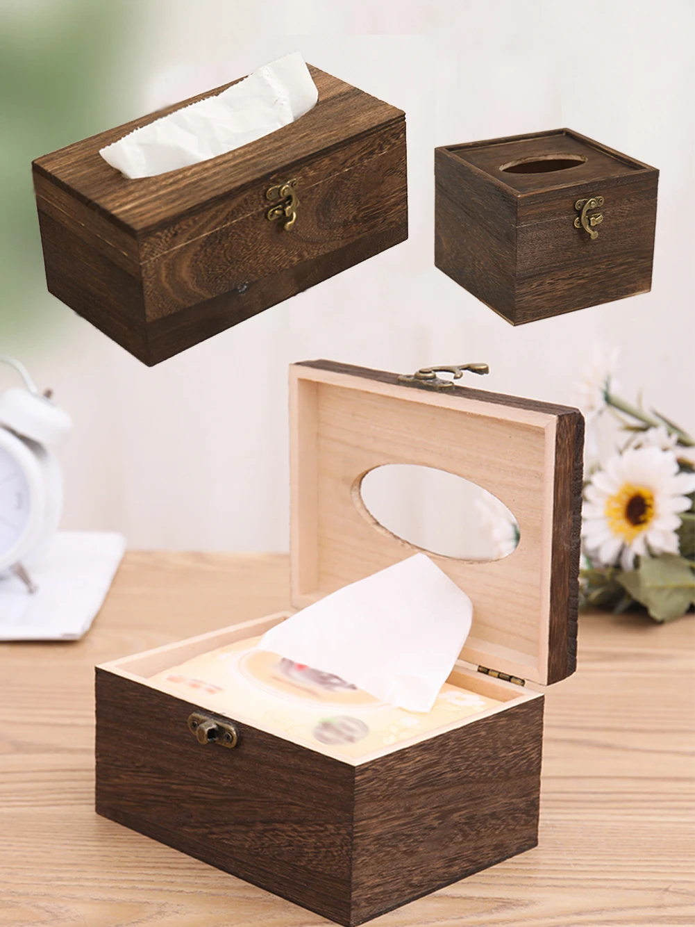 Wooden Tissue Box Cover Water-Resistent Rectangle Tissue Box Cover for Bedroom Living Room Kitchen Paper Case Dispenser
Wooden Tissue Box Cover Water-Resistent Rectangle Tissue Box Cover for Bedroom Living Room Kitchen Paper Case Dispenser