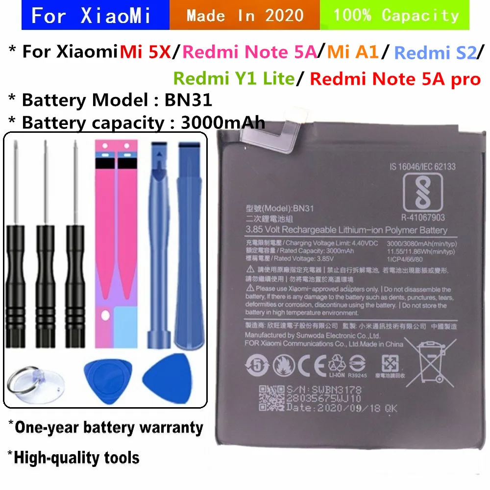 BN31 Battery 3000mAh For Xiaomi Mi 5X / Redmi Note 5A / Redmi Note 5A pro / Mi A1 / Redmi Y1 Lite / Redmi S2 Phonen Battery
BN31 Battery 3000mAh For Xiaomi Mi 5X / Redmi Note 5A / Redmi Note 5A pro / Mi A1 / Redmi Y1 Lite / Redmi S2 Phonen Battery