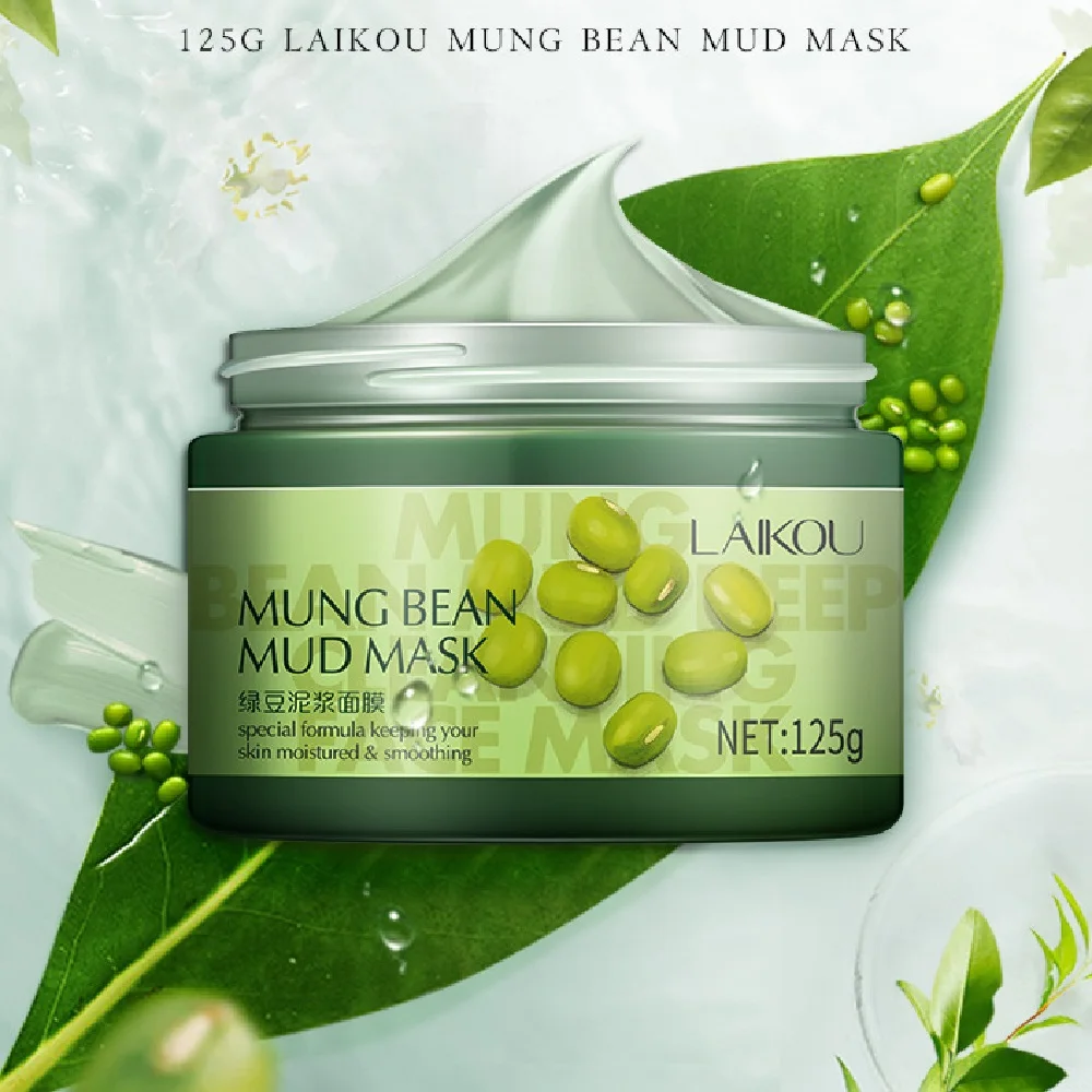 

125g Face Cleansing Mung Bean Mud Peeling Acne Blackhead Treatment Mask Remover Contractive Pore Whitening Hydrating Care Creams