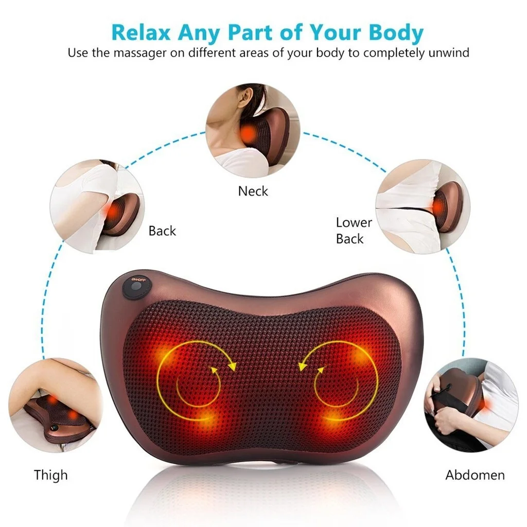 

Neck Pillow Massage, Electric Deep Shiatsu Kneading Neck Shoulder Back Pillow Massager With Heat To Relieve Pain Relax