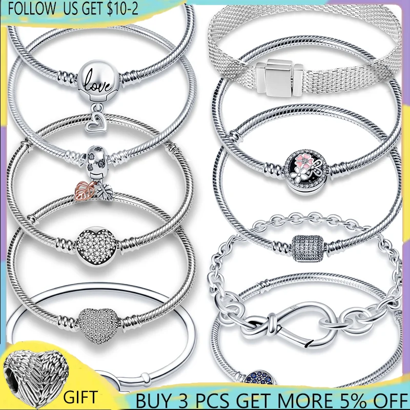 Authentic 100% 925 Sterling Silver Classic Snake Chain Bangle & Bracelet for Women Can Be Used With Bead&Charms Jewelry
Authentic 100% 925 Sterling Silver Classic Snake Chain Bangle & Bracelet for Women Can Be Used With Bead&Charms Jewelry