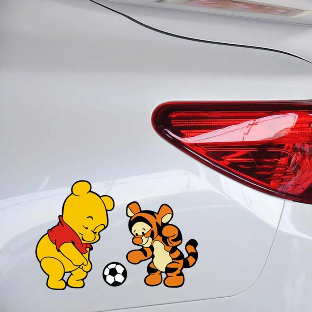 Забавная Автомобильная наклейка Aliauto медведь и тигр игра в футбол мультяшная