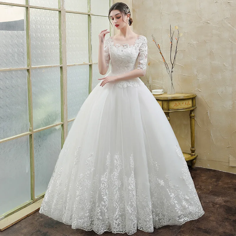 Women's luxury O neck embroidery bridal gown lace up wedding dresses Plus size half sleeve lace bridal wedding dress ball gown
Women's luxury O neck embroidery bridal gown lace up wedding dresses Plus size half sleeve lace bridal wedding dress ball gown