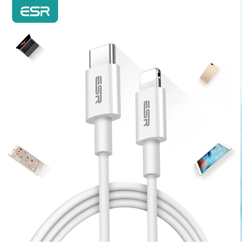 ESR Type C to Lightning Cable for Apple iphone 1M USB C Cables Type C PD Fast Charging Charger Cable for Apple iPad iPhone 2.4A
ESR Type C to Lightning Cable for Apple iphone 1M USB C Cables Type C PD Fast Charging Charger Cable for Apple iPad iPhone 2.4A
