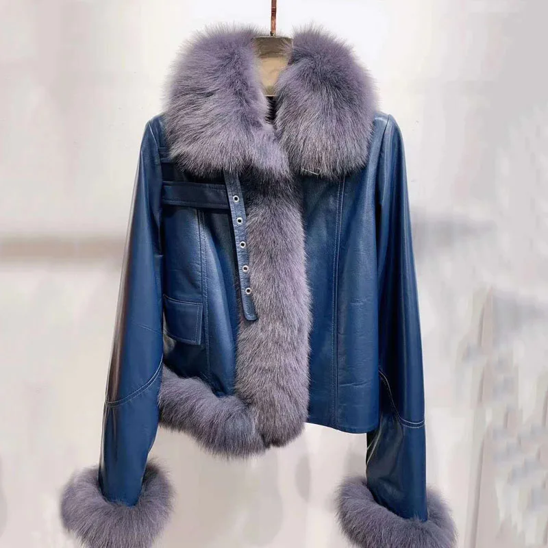 Женская короткая куртка из натуральной кожи повседневное приталенное пальто с