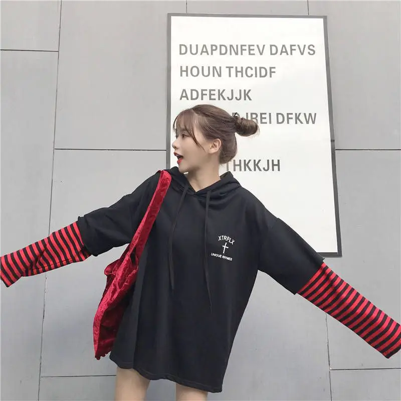 Fashion Fake 2PC Patchwork Stripes Print Hoodies Autumn Loose Casual Hip Hop Hooded Pullover Long Sleeve Casual Sweatshirt Tops
Fashion Fake 2PC Patchwork Stripes Print Hoodies Autumn Loose Casual Hip Hop Hooded Pullover Long Sleeve Casual Sweatshirt Tops