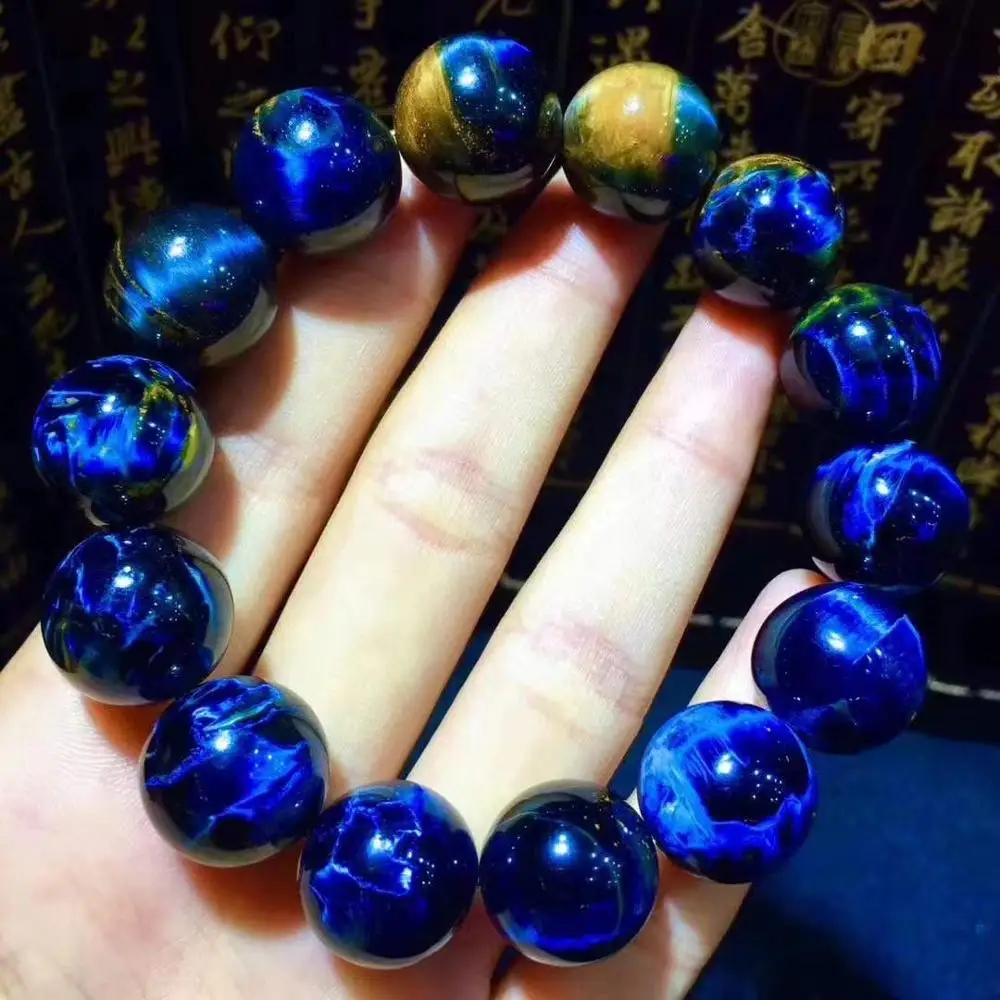 16.5mm Natural Blue Pietersite Women Bracelet Men Gemstone Round Beads Namibia Chatoyant Cat Eye Certificate AAAAA
16.5mm Natural Blue Pietersite Women Bracelet Men Gemstone Round Beads Namibia Chatoyant Cat Eye Certificate AAAAA