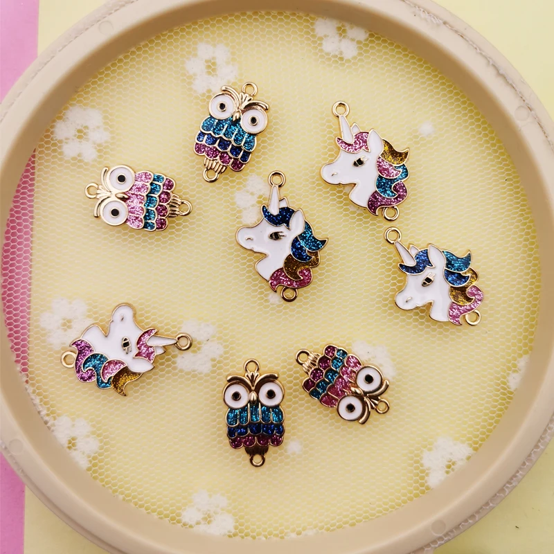 Lizz 10pcs Cute Glitter Enamel Animal Charms Gold Tone Owl Unicorn Charms Connectors Fit DIY Earring Bracelet Jewelry Accessory
Lizz 10pcs Cute Glitter Enamel Animal Charms Gold Tone Owl Unicorn Charms Connectors Fit DIY Earring Bracelet Jewelry Accessory