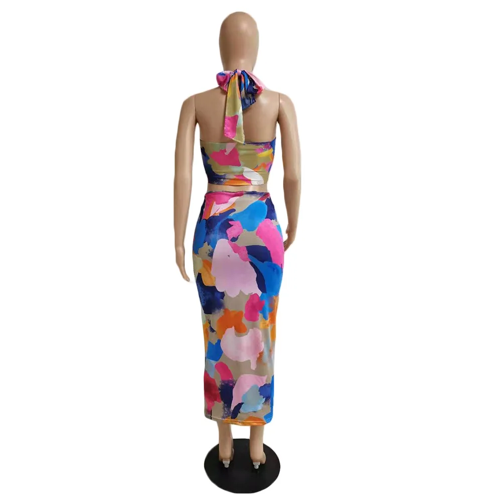 Printed Bandage Dress Sexy Backless Club Outfits For Women Matching Sets Halter Corp Top Drawstring Midi Skirt Two Piece Set
Printed Bandage Dress Sexy Backless Club Outfits For Women Matching Sets Halter Corp Top Drawstring Midi Skirt Two Piece Set