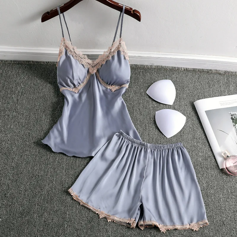Sexy Pijamas Lace Strap Top&Shorts Female Pajamas Set Casual Nightwear Homewear Satin 2PCS Soft Sleepwear Intimate Lingerie
Sexy Pijamas Lace Strap Top&Shorts Female Pajamas Set Casual Nightwear Homewear Satin 2PCS Soft Sleepwear Intimate Lingerie