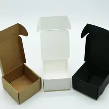 10pcs/lot Small Kraft Paper Box Brown Handmade Soap Box White Craft Paper Gift Box Black Packaging Jewelry Box Cardboard Carton