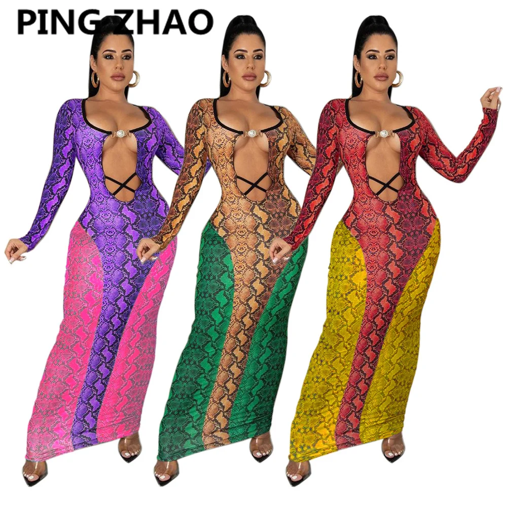 PING ZHAO Women Long Dress Sexy Party Print Full Sleeve Hollow Out Stretchy Maxi Dresses Vestidos
PING ZHAO Women Long Dress Sexy Party Print Full Sleeve Hollow Out Stretchy Maxi Dresses Vestidos