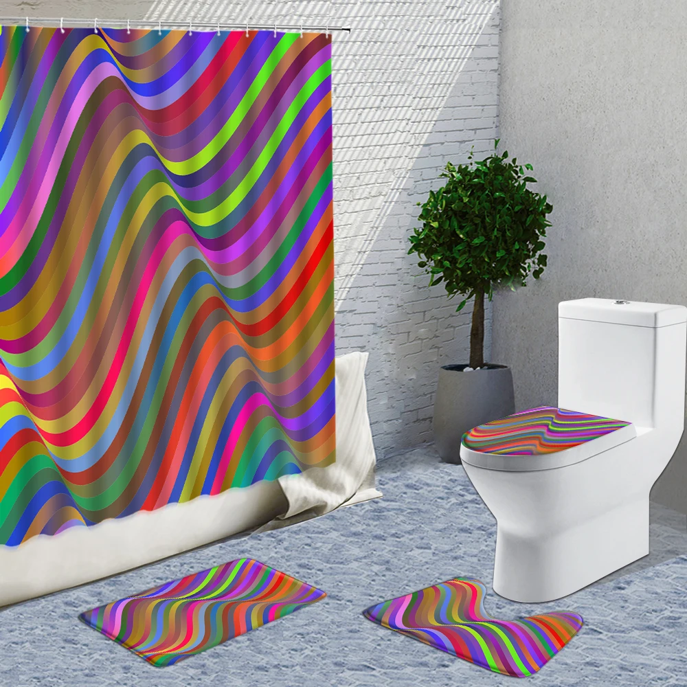 Wavy Stripes Shower Curtain Set Modern Minimalist With Hook Kitchen Bedroom Bath Decor Curtain Toilet Rug Non-Slip Mat Set
Wavy Stripes Shower Curtain Set Modern Minimalist With Hook Kitchen Bedroom Bath Decor Curtain Toilet Rug Non-Slip Mat Set