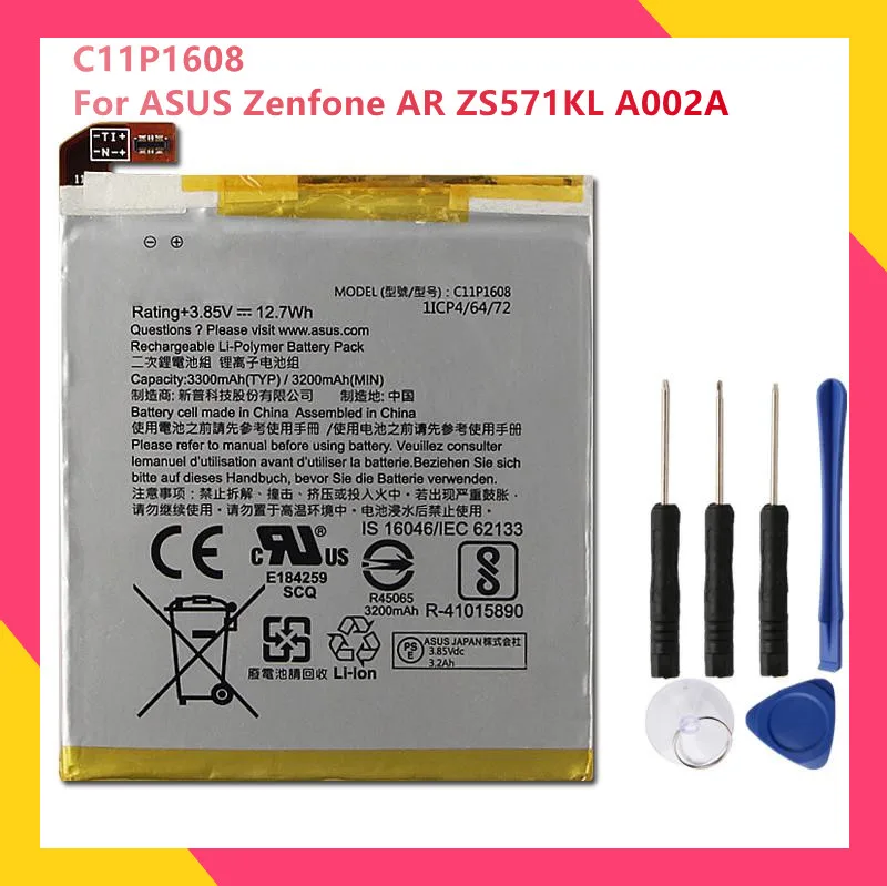 Original Replacement Phone Battery C11P1608 For ASUS Zenfone AR ZS571KL A002 A002A Genuine Rechargable Batteries 3300mAh
Original Replacement Phone Battery C11P1608 For ASUS Zenfone AR ZS571KL A002 A002A Genuine Rechargable Batteries 3300mAh