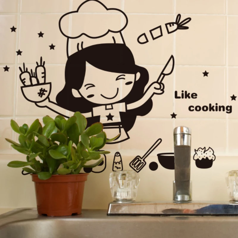 Cartoon Like cooking kitchen Wall Sticker Kitchen restaurant decoration Mural Art Decals home decor stickers wallpaper 
Cartoon Like cooking kitchen Wall Sticker Kitchen restaurant decoration Mural Art Decals home decor stickers wallpaper
