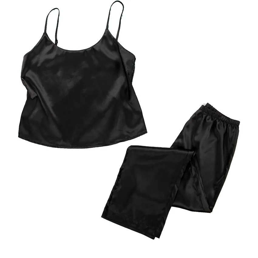 Backless Satin Sexy Pajamas Black Lace Pajamas with Pants Loose Spaghetti Strap Intimate Lingerie Sleepwear Women Pj Home Set
Backless Satin Sexy Pajamas Black Lace Pajamas with Pants Loose Spaghetti Strap Intimate Lingerie Sleepwear Women Pj Home Set