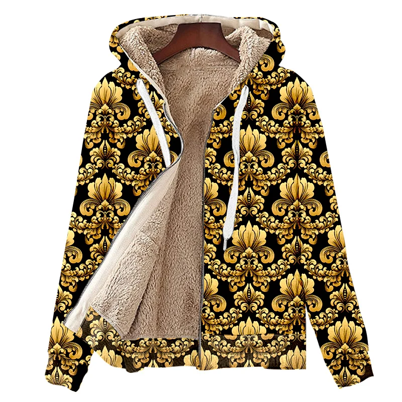Baroque Luxury Golden Floral Print Oversize Fleece Thermal Men's Winter Jacket Streetwear Autumn Vintage Padded 3D Zipper Hoodie
Baroque Luxury Golden Floral Print Oversize Fleece Thermal Men's Winter Jacket Streetwear Autumn Vintage Padded 3D Zipper Hoodie
