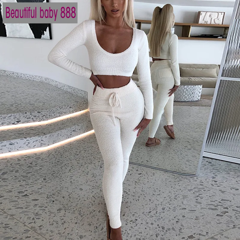 Meqeiss Winter Sweater Two Piece Set Women Knit Fuzzy Pants Set Long Sleeve Crop Top Sexy 2 Piece Outfits Trousers Knitted Suit
Meqeiss Winter Sweater Two Piece Set Women Knit Fuzzy Pants Set Long Sleeve Crop Top Sexy 2 Piece Outfits Trousers Knitted Suit