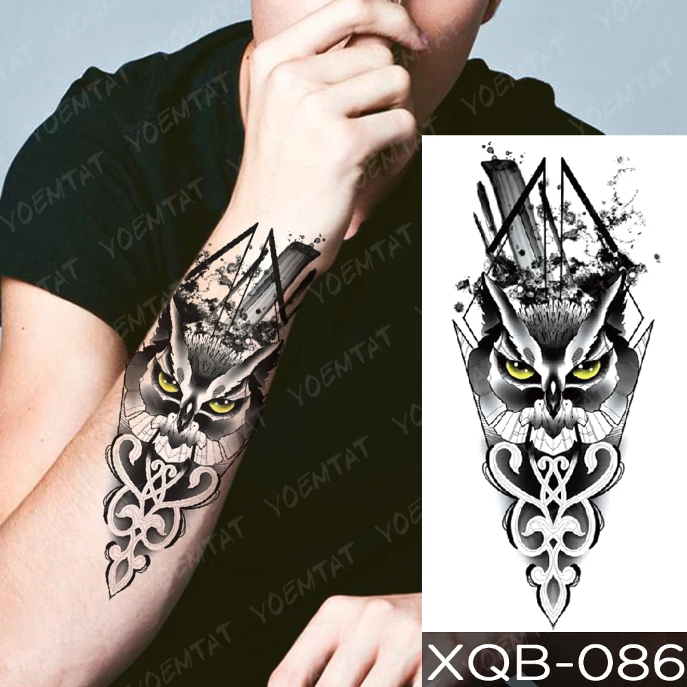 Waterproof Temporary Tattoo Sticker Goat sword Skull Flash Tattoos Lucifer Owl Wolf Demon Body Art Arm Fake Tatoo Women Men | Красота и