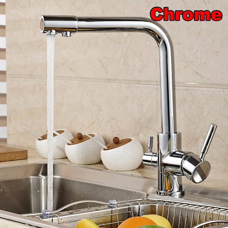 Dual Spout Kitchen Purification Faucet Drinking Tap Pure Water Faucet Hot and Cold Mixer Taps Chrome/Brushed Nickle/Gold 
Dual Spout Kitchen Purification Faucet Drinking Tap Pure Water Faucet Hot and Cold Mixer Taps Chrome/Brushed Nickle/Gold