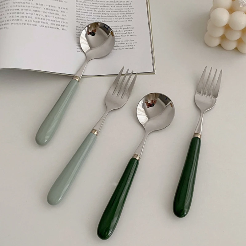 Retro Ceramic Handle Tableware Stainless Steel Round Head Dessert Coffee Mixing Spoons Fork Home Cutlery Kitchen Dinnerware
Retro Ceramic Handle Tableware Stainless Steel Round Head Dessert Coffee Mixing Spoons Fork Home Cutlery Kitchen Dinnerware