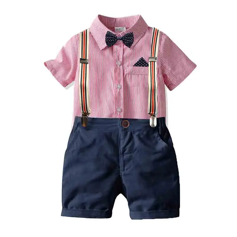 Baby Boy Clothes Sets Summer Baby Boy Bow Tie Stripe Top+Suspenders Shorts Suits Formal Gentleman Children Clothing
Baby Boy Clothes Sets Summer Baby Boy Bow Tie Stripe Top+Suspenders Shorts Suits Formal Gentleman Children Clothing
