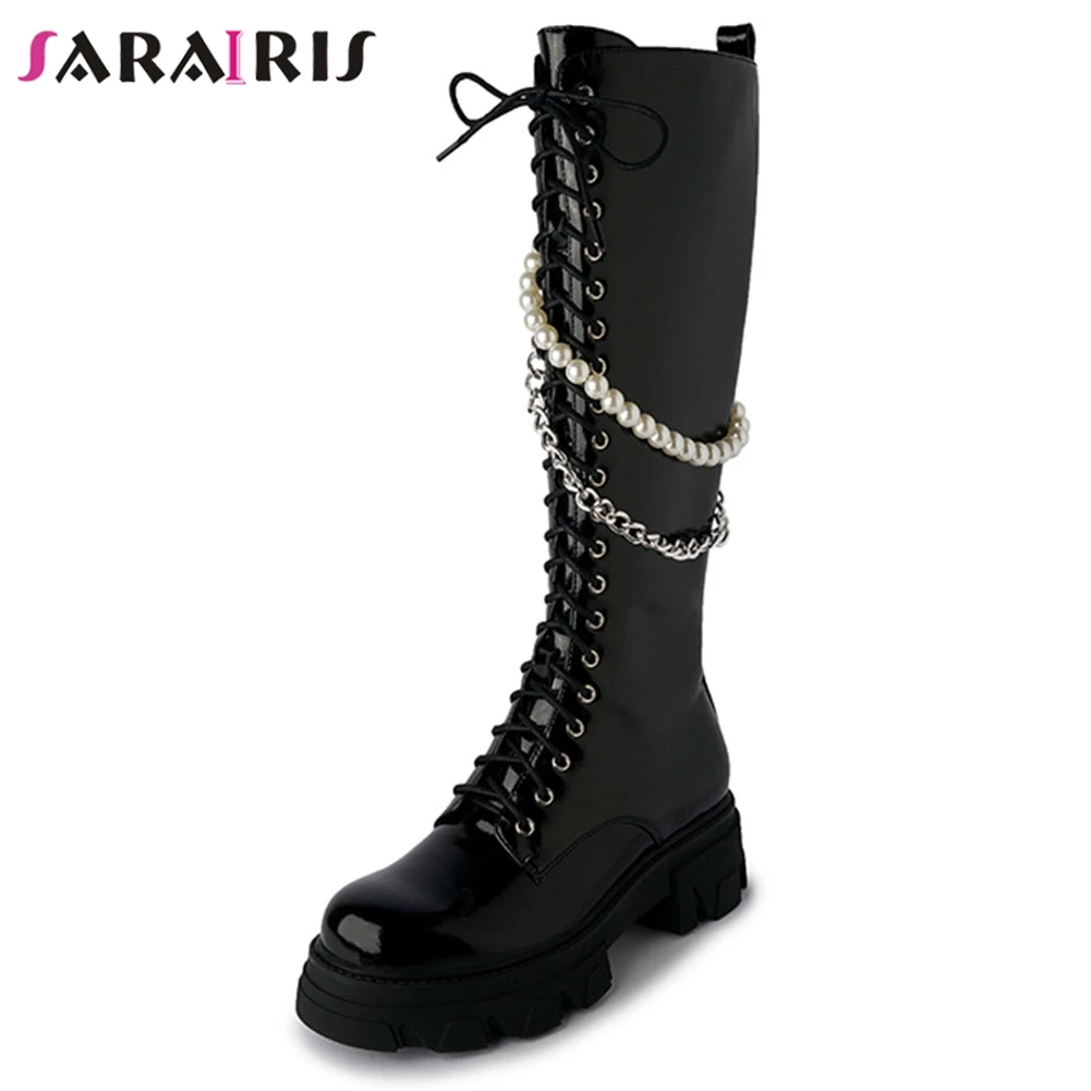 SaraIris 2021 Chunky Trendy Motorcycle Boots Genuine Leather Boots Solid Lace Up Mid Calf Zipper Chain Platform Women Boots
SaraIris 2021 Chunky Trendy Motorcycle Boots Genuine Leather Boots Solid Lace Up Mid Calf Zipper Chain Platform Women Boots