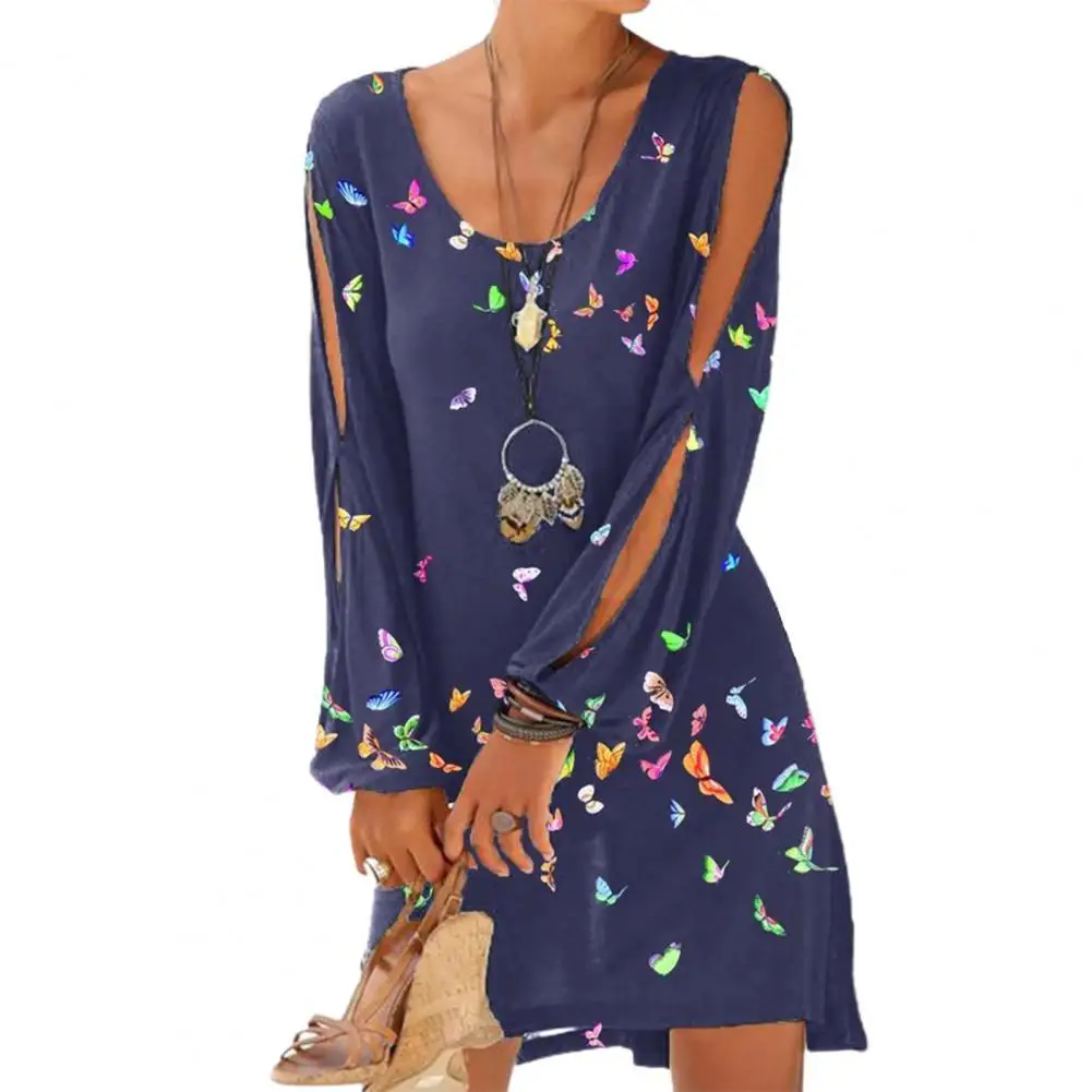 Fashion Dress Cold Shoulder Polyester Butterfly Print O Neck Mini Dress Mini Dress Loose Dress
Fashion Dress Cold Shoulder Polyester Butterfly Print O Neck Mini Dress Mini Dress Loose Dress