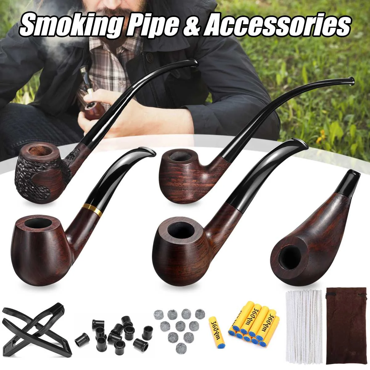 83 Pcs Durable Long Handle Wooden Tobacco Smoking Pipe + Tobacco Cigarettes Cigar Pipes Accessories For Boyfriend Father Gift
83 Pcs Durable Long Handle Wooden Tobacco Smoking Pipe + Tobacco Cigarettes Cigar Pipes Accessories For Boyfriend Father Gift