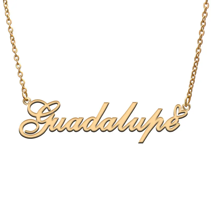 Love Heart Guadalupe Name Necklace for Women Stainless Steel Gold & Silver Nameplate Pendant Femme Mother Child Girls Gift
Love Heart Guadalupe Name Necklace for Women Stainless Steel Gold & Silver Nameplate Pendant Femme Mother Child Girls Gift