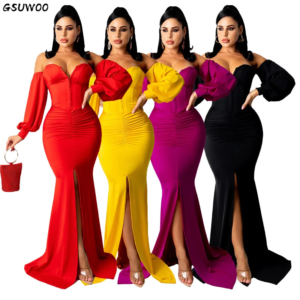 Gsuwoo Women's Solid Color Corset Slim Mopping Dress Party Evening Off the Shoulder Lady Sexy Maxi Long Bodycon Dresses
Gsuwoo Women's Solid Color Corset Slim Mopping Dress Party Evening Off the Shoulder Lady Sexy Maxi Long Bodycon Dresses
