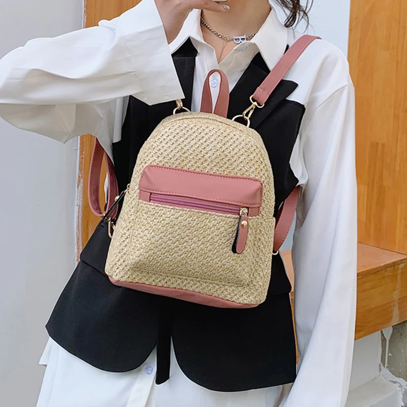 Summer Small Weave Shoulder Backpacks Female Fashion Simple Woven Back Packs Girl Travel Multifunctional Backpack Casual Purses
Summer Small Weave Shoulder Backpacks Female Fashion Simple Woven Back Packs Girl Travel Multifunctional Backpack Casual Purses