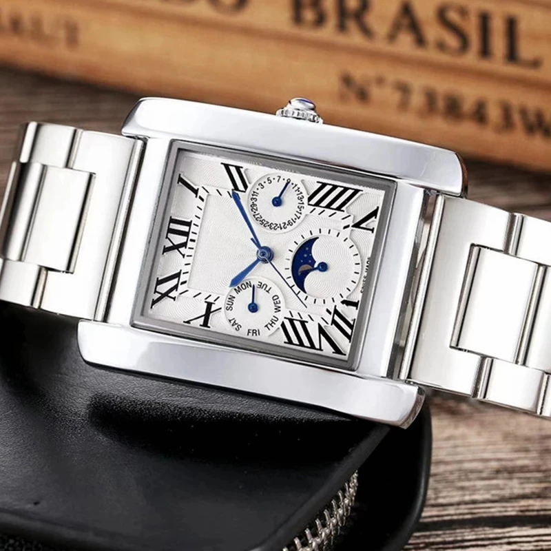 

Women Casual Stainless Steel Strap Quartz Watch Men Elegant Square Retro Roman Numeral Scale Couple Watch Clock Brand C