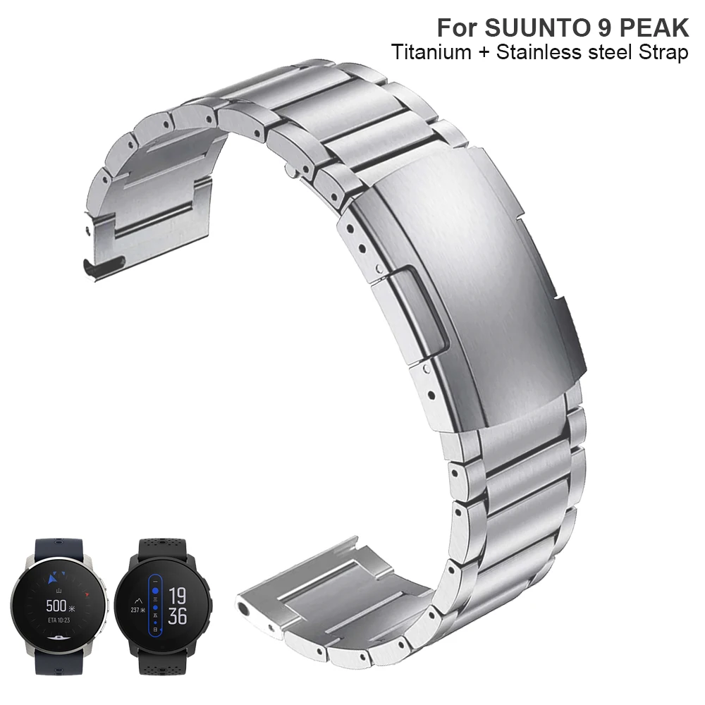 Black/Silver Titanium + Metal Steel Clasp Strap For Suunto 9 Peak Watch Band Watchband Bracelet Wristband Replace Accessories
Black/Silver Titanium + Metal Steel Clasp Strap For Suunto 9 Peak Watch Band Watchband Bracelet Wristband Replace Accessories