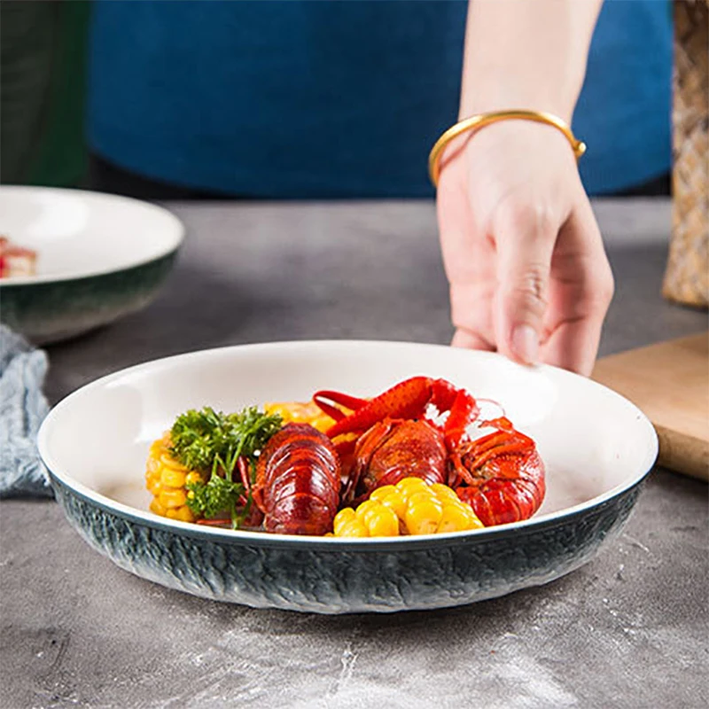 Blue Ocean Wave Pattern Plate Steak Food Dinnerware Nordic Style Tableware Bowl Ins Dinner Dish High Porcelain Set
Blue Ocean Wave Pattern Plate Steak Food Dinnerware Nordic Style Tableware Bowl Ins Dinner Dish High Porcelain Set