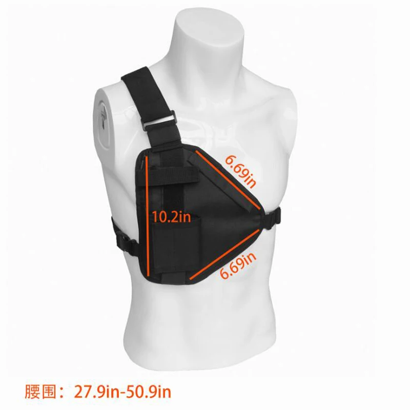 Male Casual Triangle Wearable Sports Chest Walkie Talkie Bag Adjustable Strap Polyester Durable Tactic Practical Outdoor