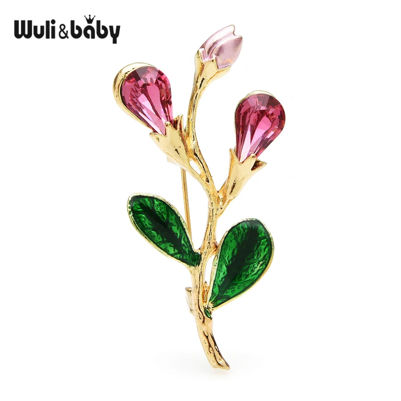 Wuli & baby брошь в виде Стразы c бутоном цветка броши для женщин на каждый день 3