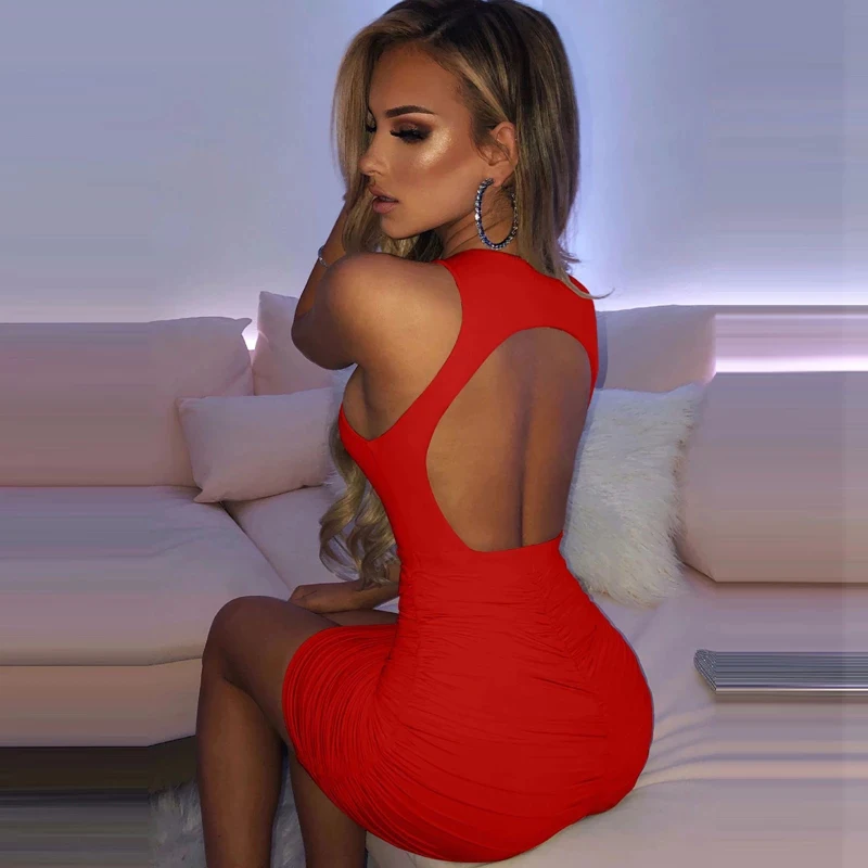 Sexy Hollow Out Backless Party Dresses Summer 2021 Women Sleeveless O-Neck White Tank Dress Lady Ruched Bodycon Mini Black Dress
Sexy Hollow Out Backless Party Dresses Summer 2021 Women Sleeveless O-Neck White Tank Dress Lady Ruched Bodycon Mini Black Dress