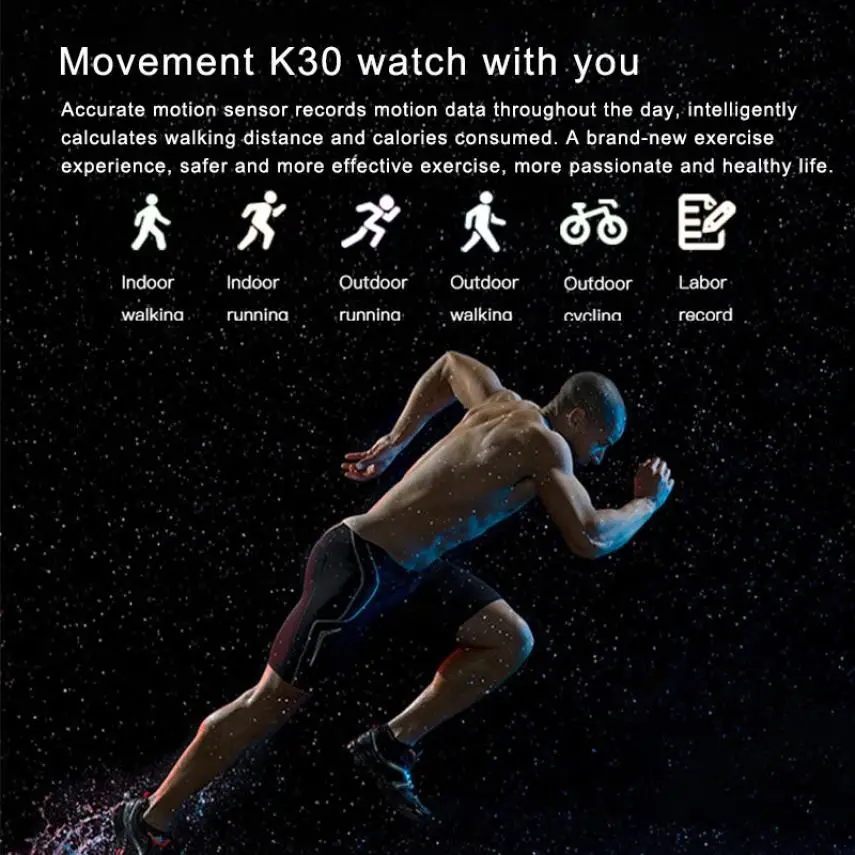 Best Selling 2021 K30 Smartwatch Men Big Screen IP67 Waterproof Women Fitness Bracelet Heart Rate Blood Pressure Wristwatch
Best Selling 2021 K30 Smartwatch Men Big Screen IP67 Waterproof Women Fitness Bracelet Heart Rate Blood Pressure Wristwatch