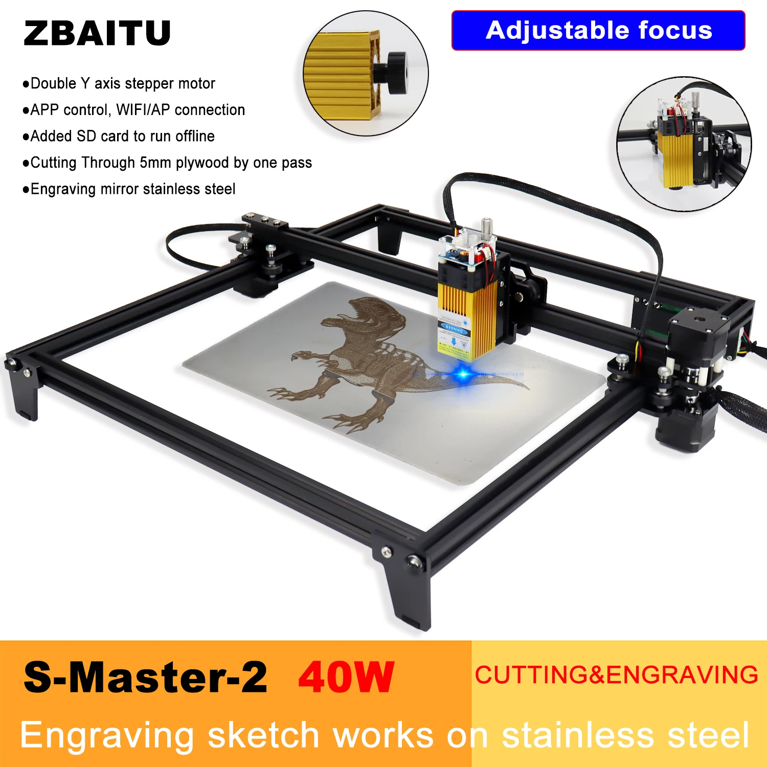 New S-Master-2, 40W large size laser engraving and cutting machine, intelligent wireless connection, cutting 5mm plywood, engrav
New S-Master-2, 40W large size laser engraving and cutting machine, intelligent wireless connection, cutting 5mm plywood, engrav