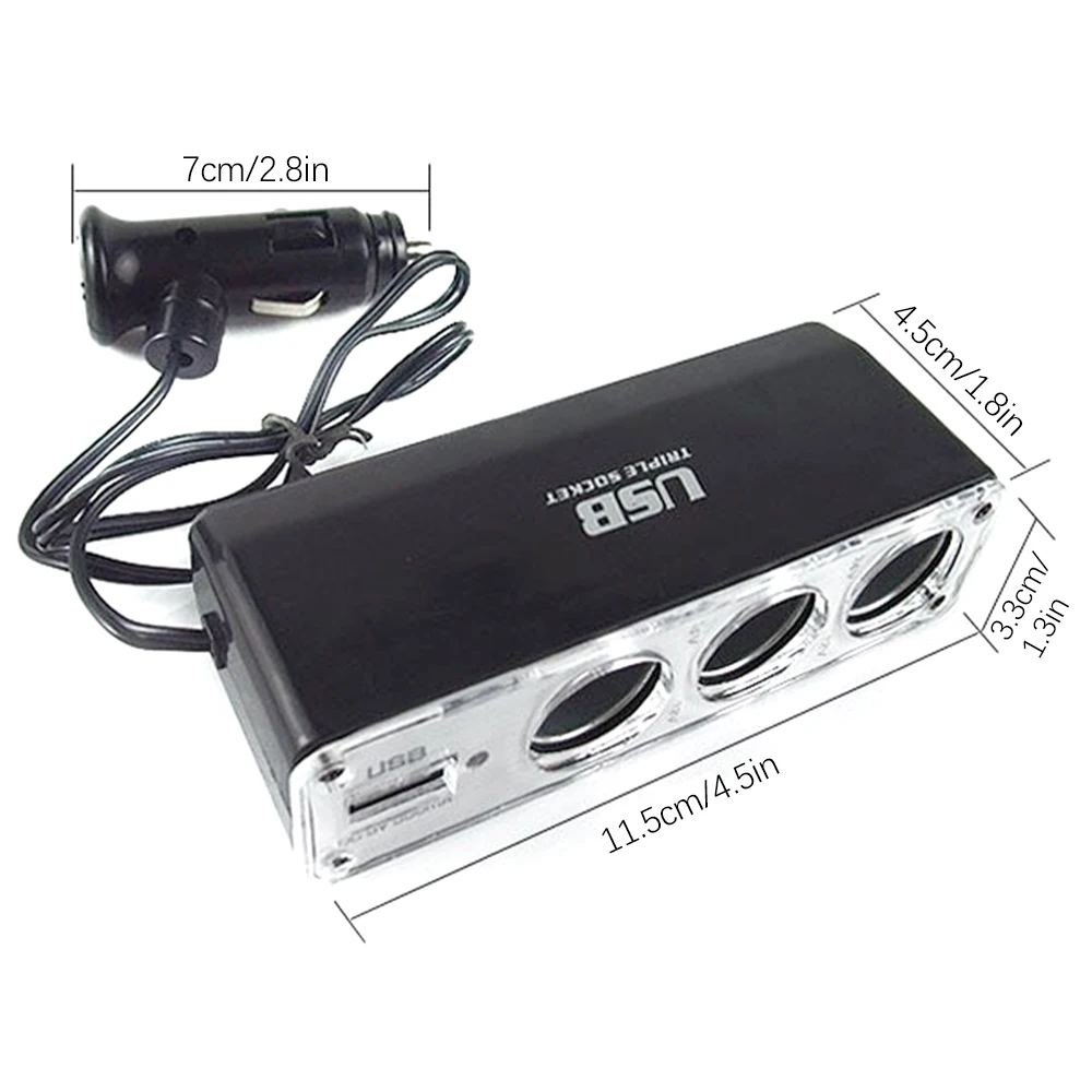 3 Way Charger Car Cigarette Lighter Power Spliter USB Triple Car Socket Charger DC 12-24V Car Cingarette Lighter Durable
3 Way Charger Car Cigarette Lighter Power Spliter USB Triple Car Socket Charger DC 12-24V Car Cingarette Lighter Durable