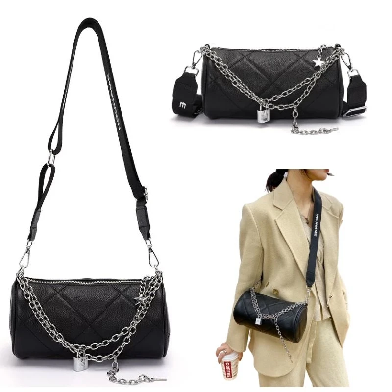 Black Lingge Chain Genuine Leather Women's Shoulder Bag Zipper Fashion Designer Handbag Lady's Crossbody Bag Casual All-Match
Black Lingge Chain Genuine Leather Women's Shoulder Bag Zipper Fashion Designer Handbag Lady's Crossbody Bag Casual All-Match