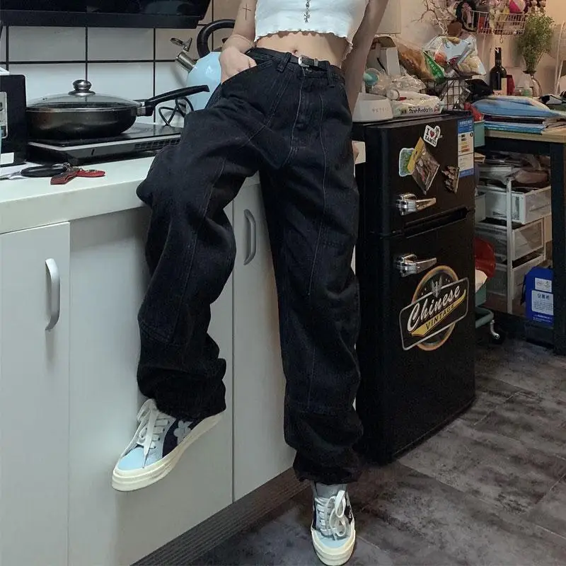 Retro Jeans Women Harajuku Vintage Black Street BF Style Chic College Teens Streetwear All-match Loose Fashion Femme Trousers
Retro Jeans Women Harajuku Vintage Black Street BF Style Chic College Teens Streetwear All-match Loose Fashion Femme Trousers