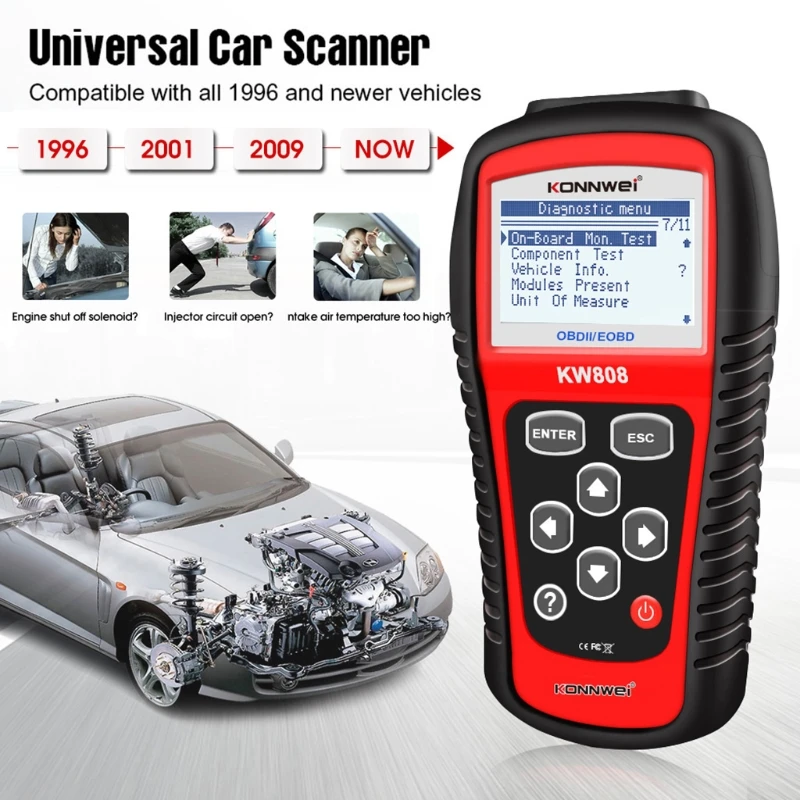 T3ED KW808 Vehicle Diagnostic Scanner OBD2 Code Reader Automotive Check Engine Light Error Analyzer with Screen
T3ED KW808 Vehicle Diagnostic Scanner OBD2 Code Reader Automotive Check Engine Light Error Analyzer with Screen