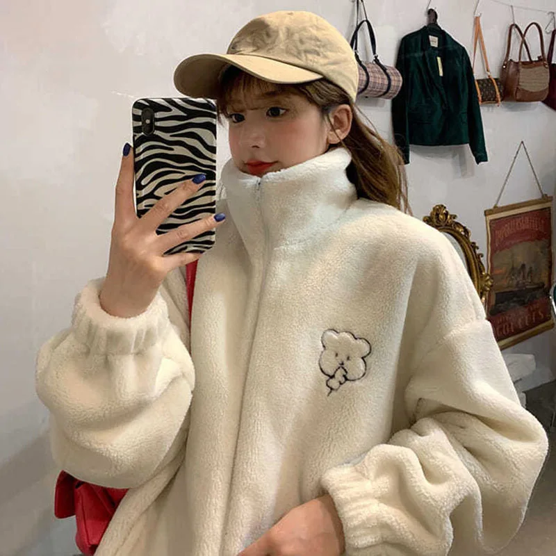 Anbenser Women Winter Thicken Warm Lamb Wool Coat Zipper Stand Neck Winter Oversized Fleece Outerwear Female Jackets Outwear
Anbenser Women Winter Thicken Warm Lamb Wool Coat Zipper Stand Neck Winter Oversized Fleece Outerwear Female Jackets Outwear