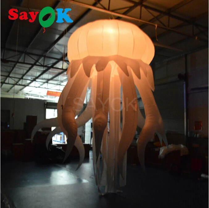 Гигантский надувной светодиодный светильник с подвеской медузы светящийся 16