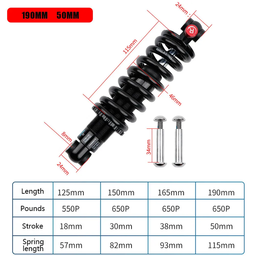 Durable 25/150/165/190MM Mountain Bike Alloy Air Rear Shock Absorber Adjustable DampingCycling Parts soft tail shock absorber
Durable 25/150/165/190MM Mountain Bike Alloy Air Rear Shock Absorber Adjustable DampingCycling Parts soft tail shock absorber