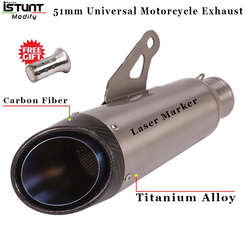 Титан сплав 51 мм универсальный глушитель выхлопной трубы мотоцикла escape дБ убийца для Z900 GSXR750 CB400 z650 duke rc390 S1000rr 
Титан сплав 51 мм универсальный глушитель выхлопной трубы мотоцикла escape дБ убийца для Z900 GSXR750 CB400 z650 duke rc390 S1000rr
