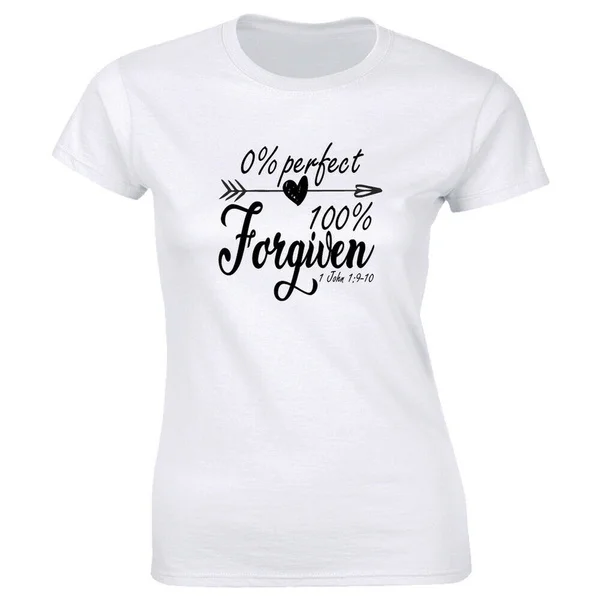 0% Perfect 100 Percent Forgiven 1 John 1:9 Women's T-Shirt Christian Faith Tee
0% Perfect 100 Percent Forgiven 1 John 1:9 Women's T-Shirt Christian Faith Tee